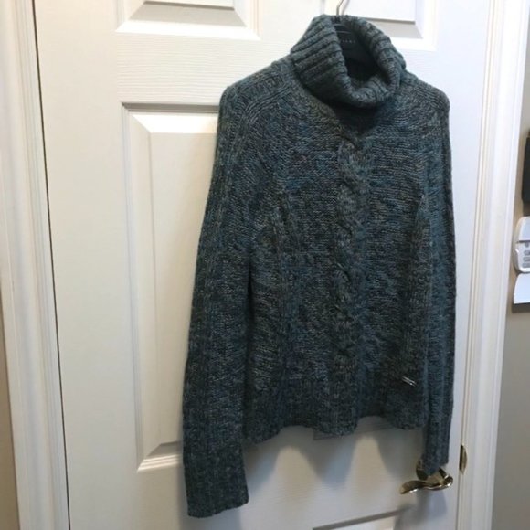 💙💚 Pretty POINT ZERO Turquoise Teal Multi Turtleneck Pullover Sweater - Picture 7 of 12